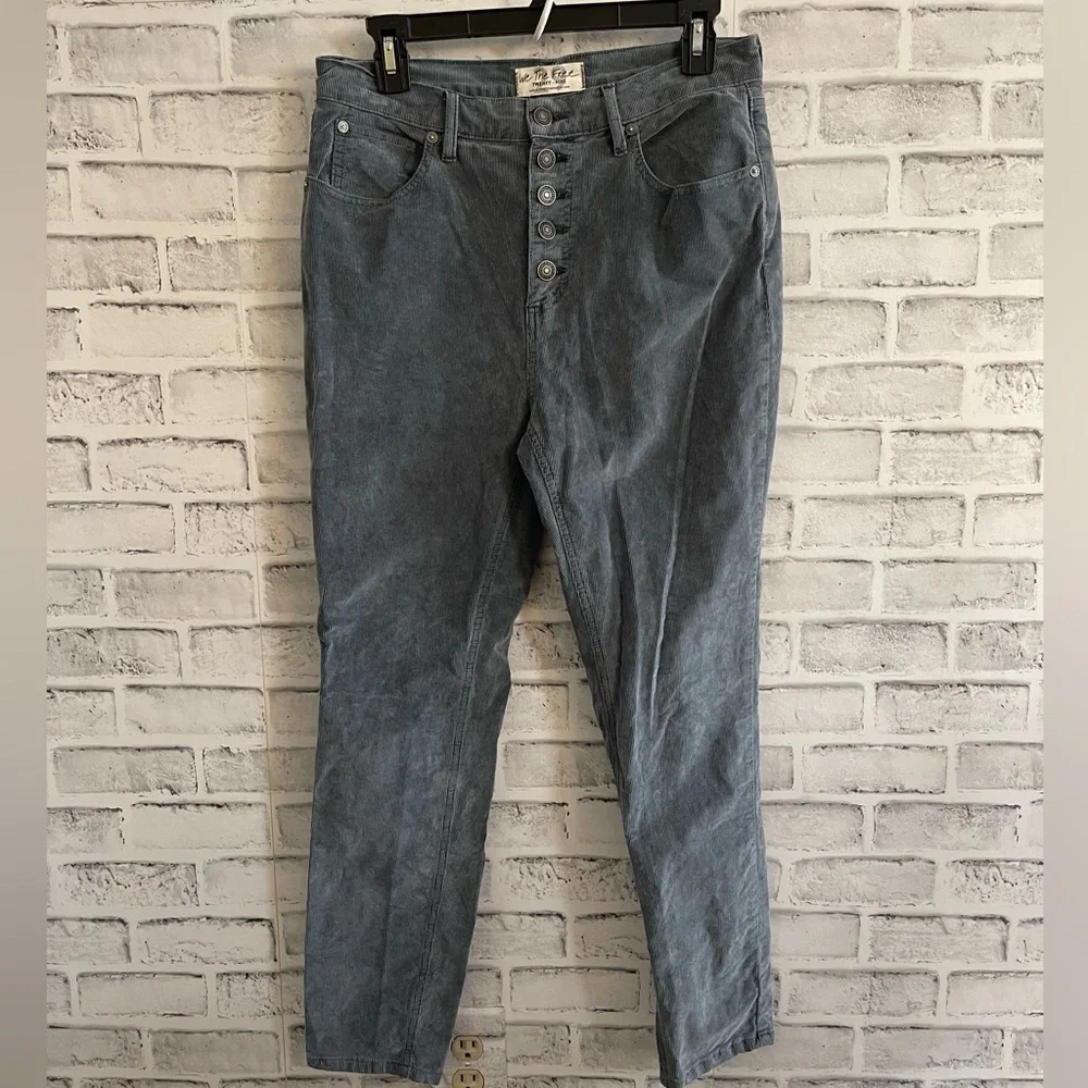 Free People We The Free slate blue corduroy type skinny button pants 29